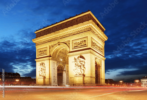 Arc De Triomphe and light trails, Paris © TTstudio