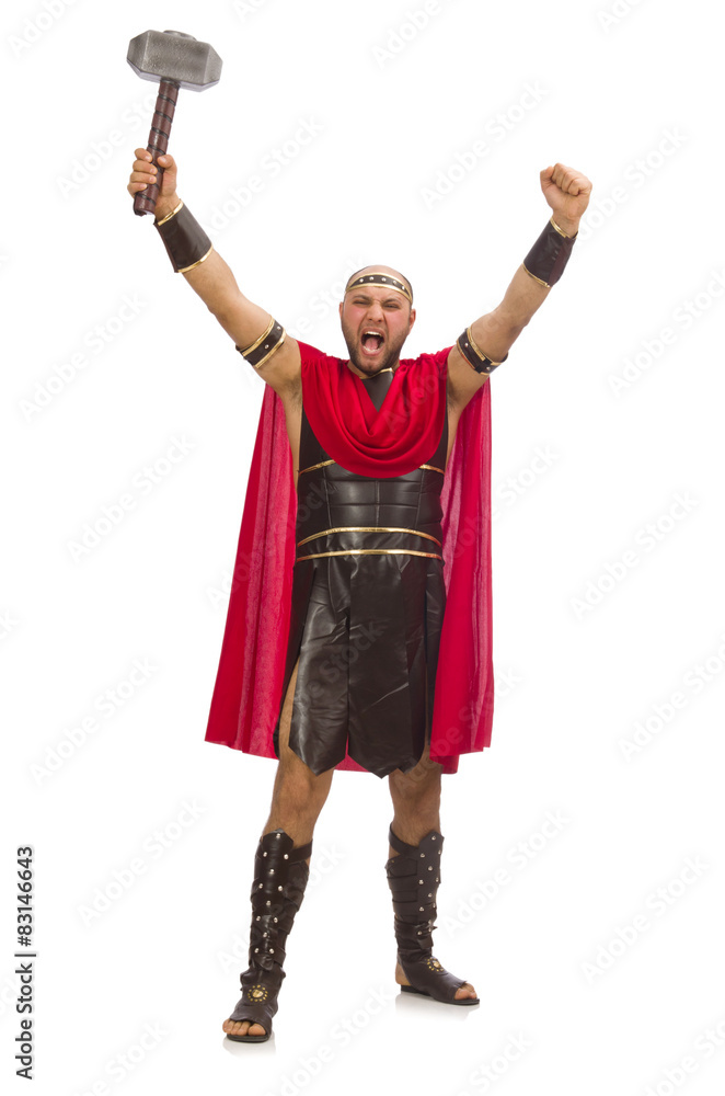 Gladiator with hammer isolated on white Gladiator with hammer isolated on white