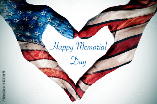 hands forming a heart patterned and text happy memorial day
