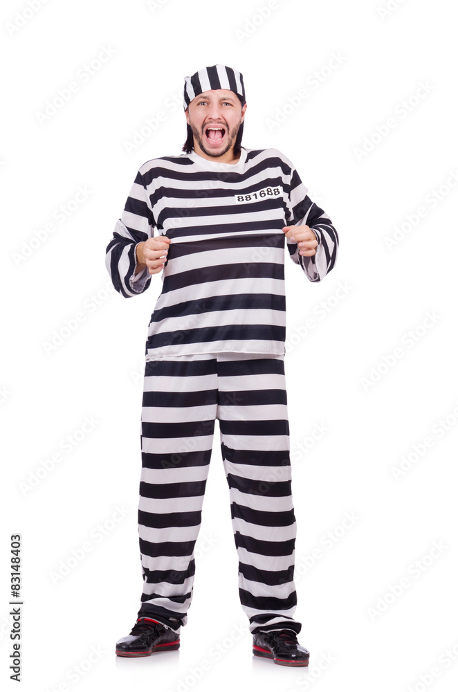 Prison inmate isolated on the white background Prison inmate isolated on the white background