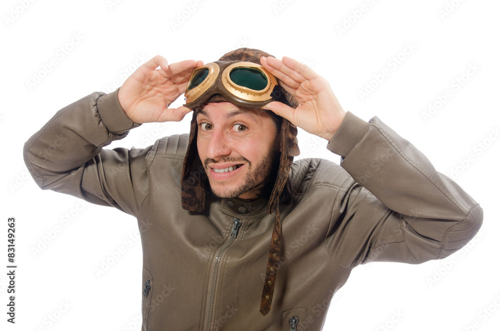 Funny pilot isolated on the white Funny pilot isolated on the white