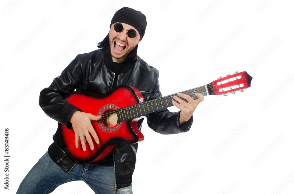 Guitar player isolated on the white Guitar player isolated on the white