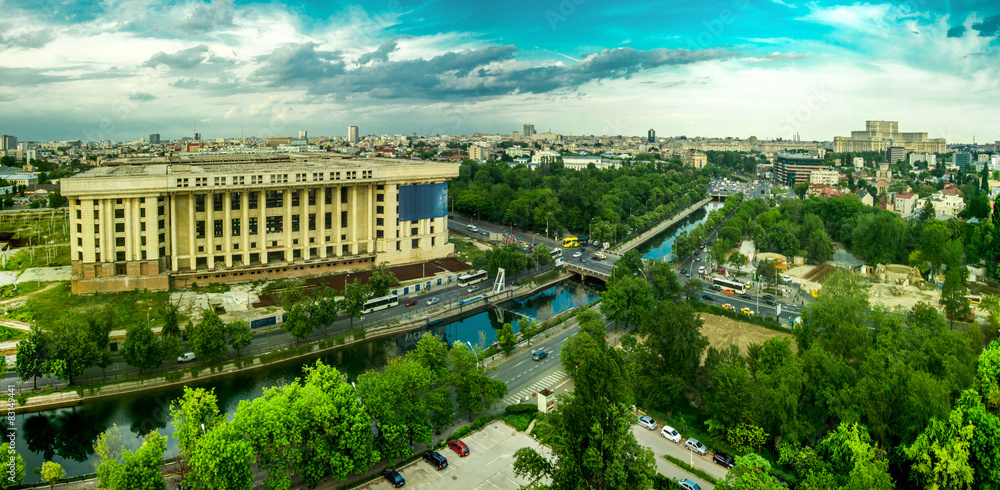 BUCHAREST, RO, MAY 2015 -- Radio House Ruin Aerial View BUCHAREST, RO, MAY 2015 -- Radio House Ruin Aerial View