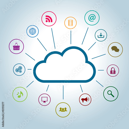 Cloud computing and social media icons