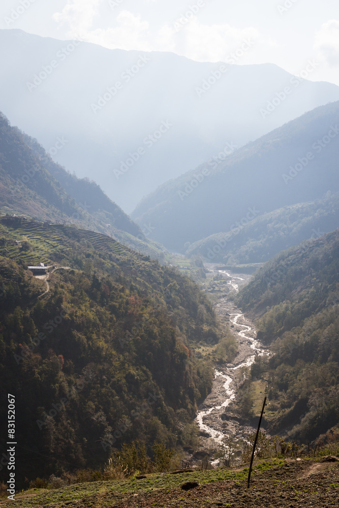 Panorama of the Himalayas in Nepal spring Panorama of the Himalayas in Nepal spring