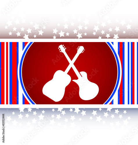 Guitar web icon button isolated on white vector