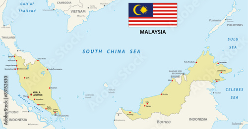 malaysia map with flag