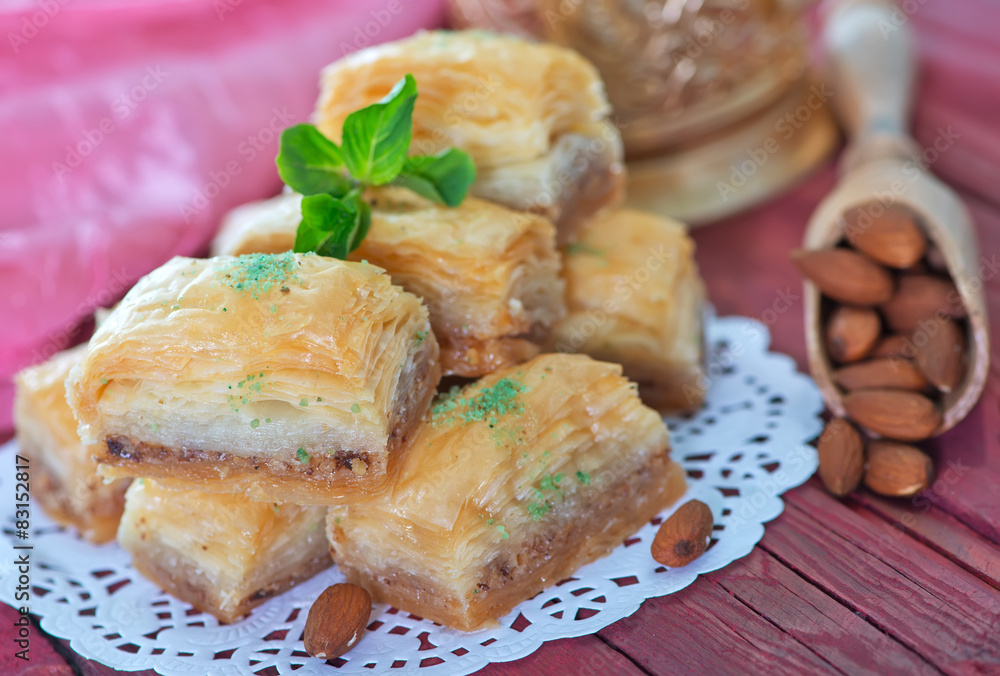 Baklava, Turkish dessert Baklava, Turkish dessert