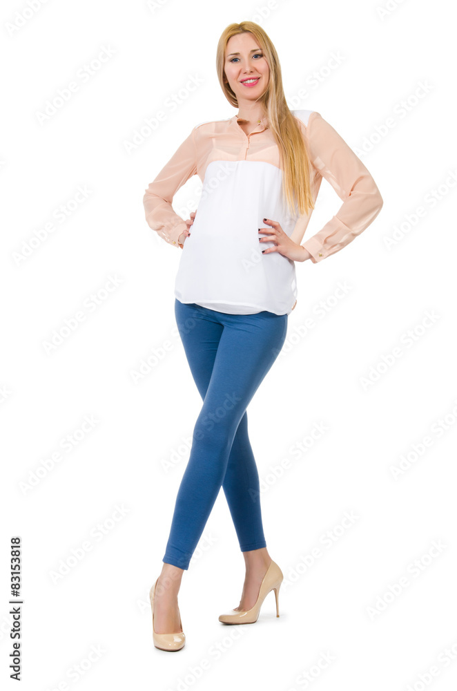 Fototapeta premium Beautiful pregnant woman isolated on white