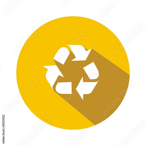 Icono reciclaje amarillo botón sombra
