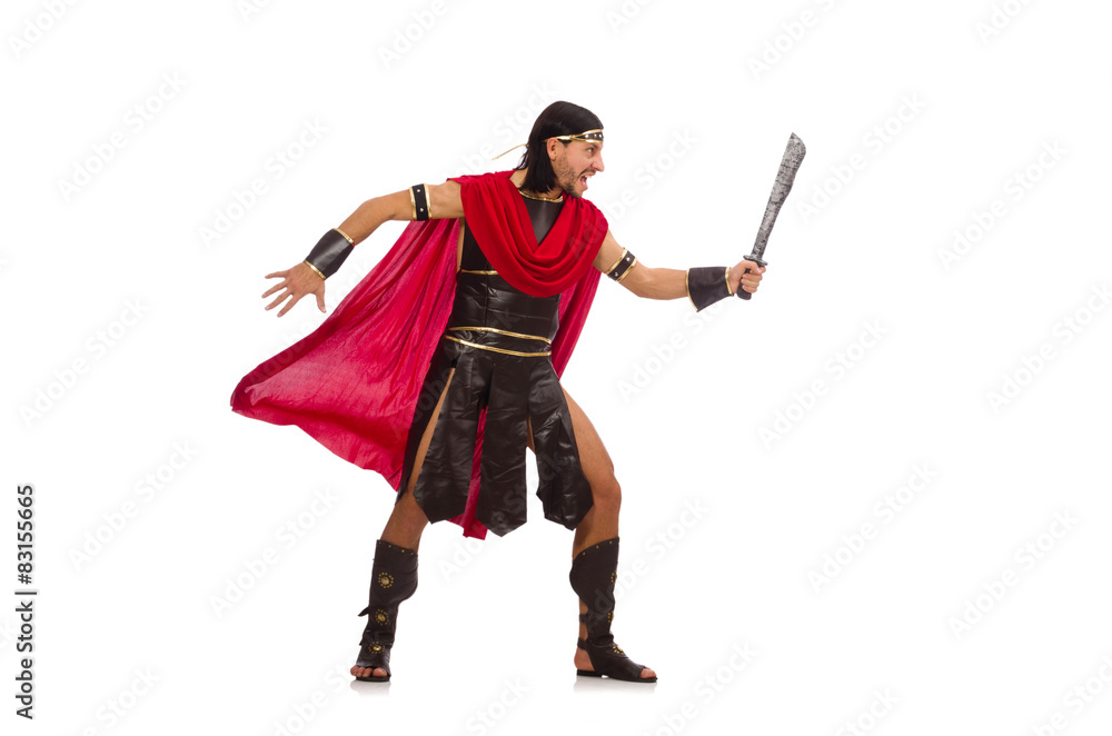 Gladiator with sword isolated on white Gladiator with sword isolated on white