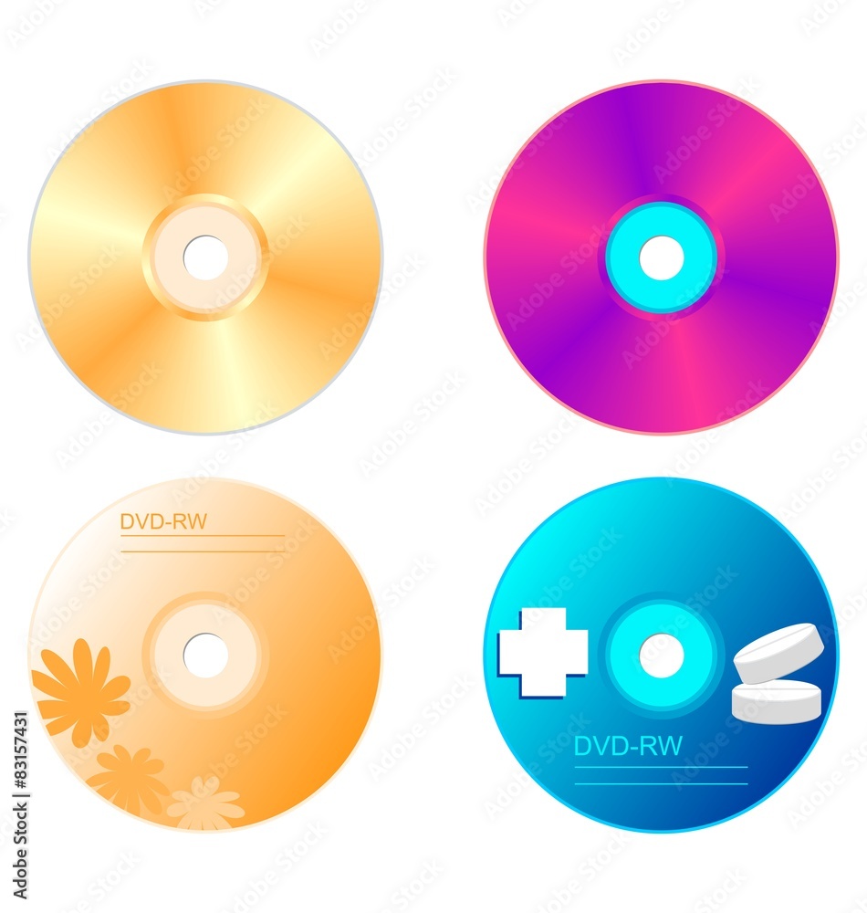 Realistic illustration set DVD disk Realistic illustration set DVD disk