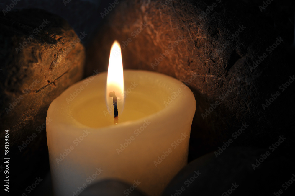 Closeup of a candle burning - hope