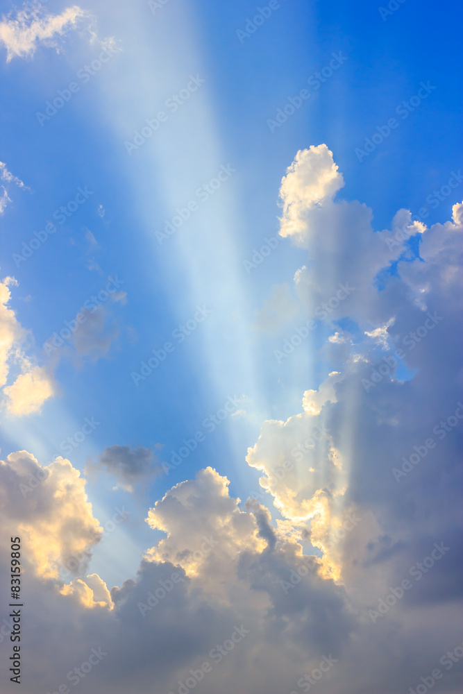 Sunlight with clouds on the blue sky