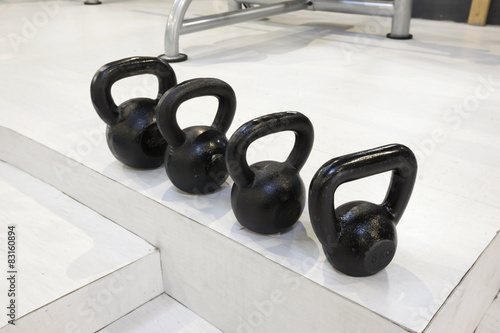 Kettlebells in a gym