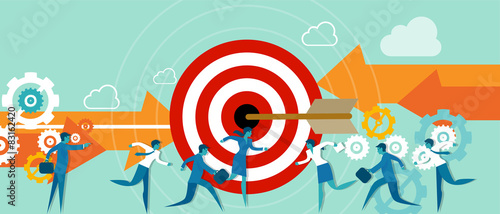 busines metaphor taget team work direction