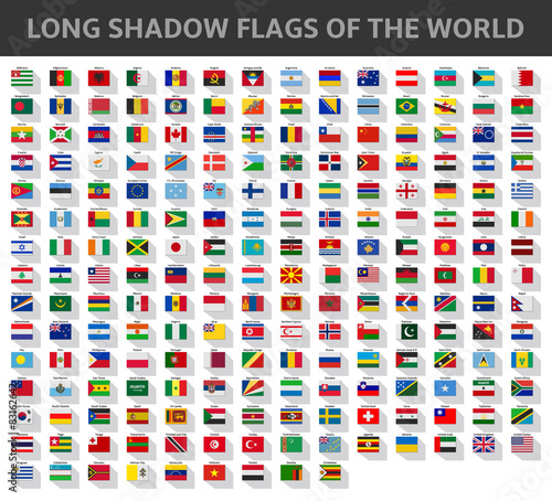 long shadow flags of the world