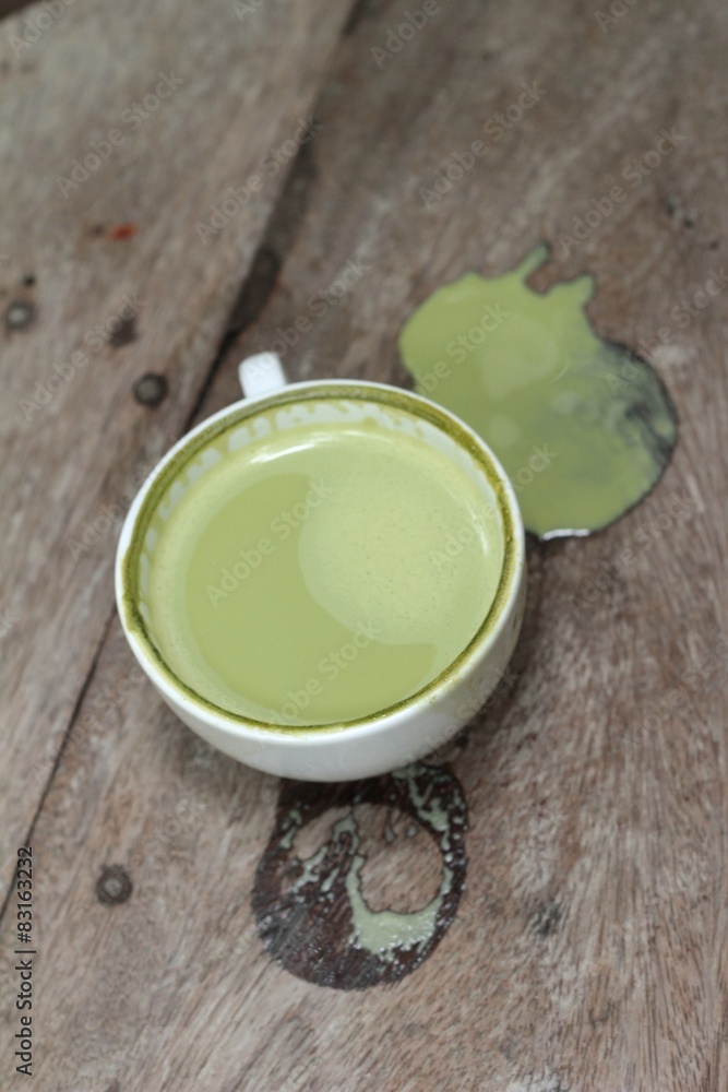 Green tea and milk for drinking Green tea and milk for drinking