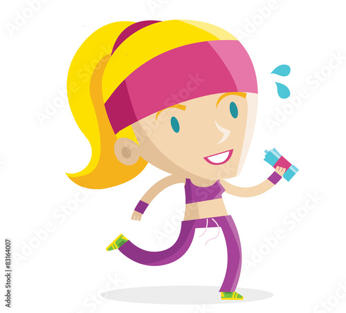 una mujer rubia corriendo y entrenandose