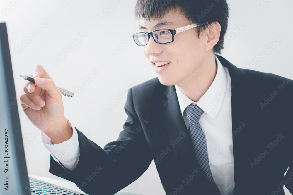 Businessman analyzing investment charts. Accounting Businessman analyzing investment charts. Accounting
