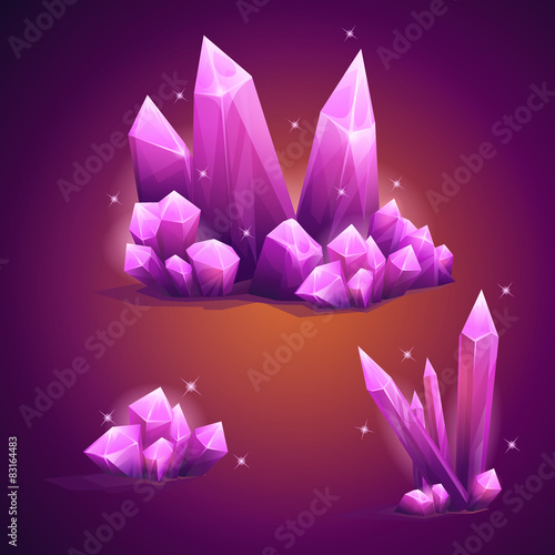 Set magical crystals of various shapes