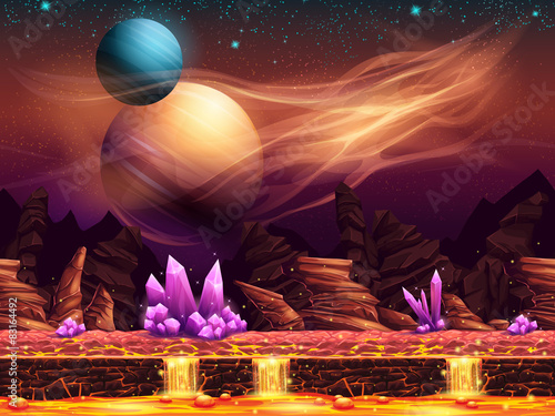 Illustration of a fantastic landscape - the red planet