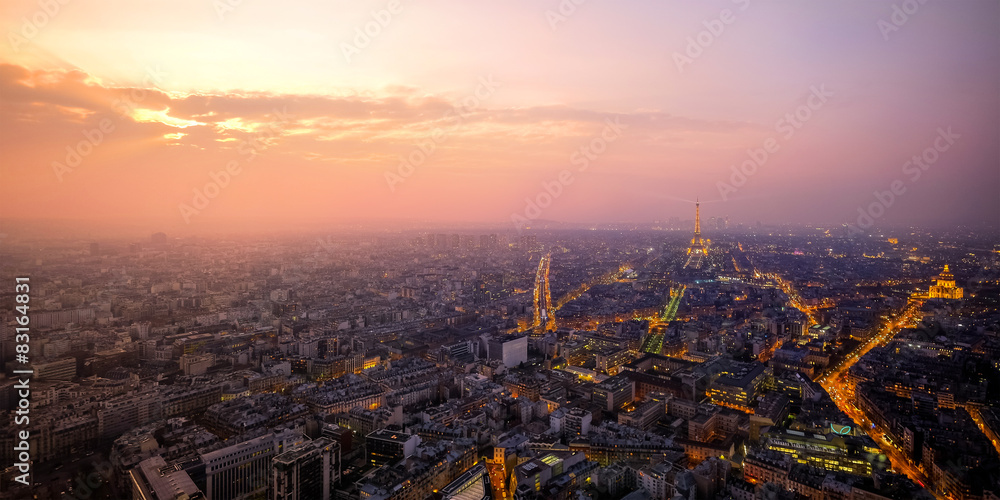 Paris City view point in sunset