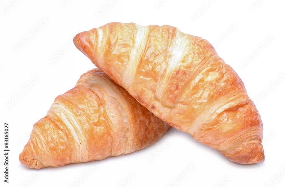 Chocolate croissants isolated on white background