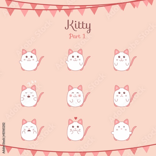 Cute funny cats set various emotions
