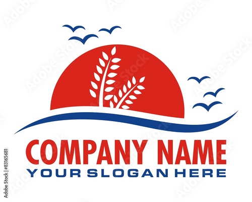 harvest paddy wheat silhouette logo image vector