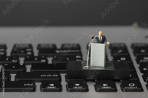 online conference concept-miniature speaker at Business Conferen photo