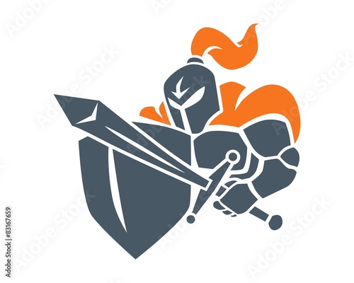 knight sword shield logo image vector