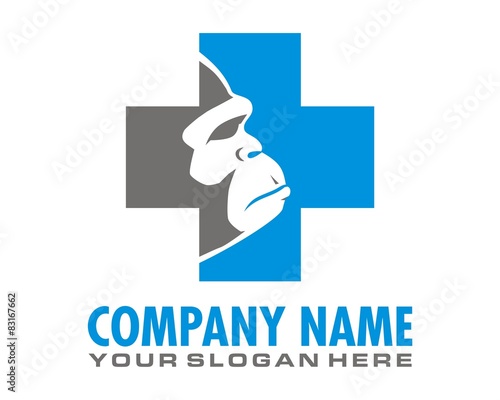 blue cross gorilla logo image vector