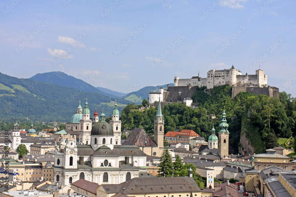 Salzburg skyline with Festung Hohensalzburg, Austria
