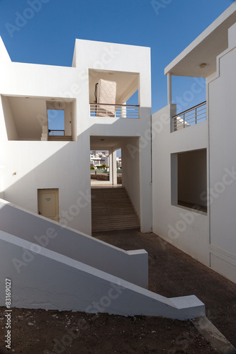 White facade of the building in Egypt