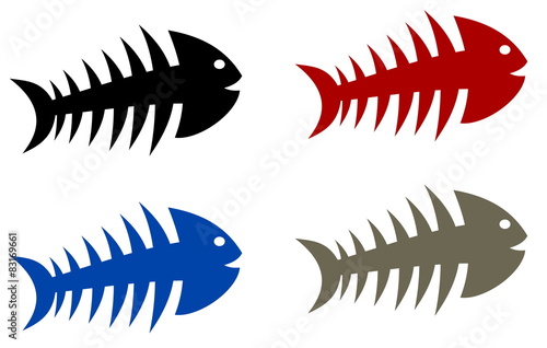 fish skeleton multicolour
