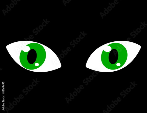 green eyes on a black background
