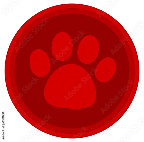 cat dog paw red button
