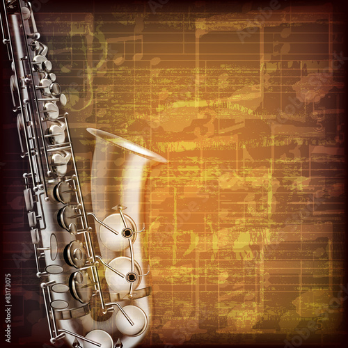 abstract grunge music background with saxophone