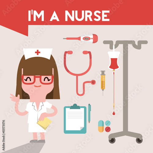 Nurse cute character vector set