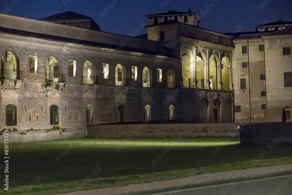 Mantua, castle of Gonzaga, by night
