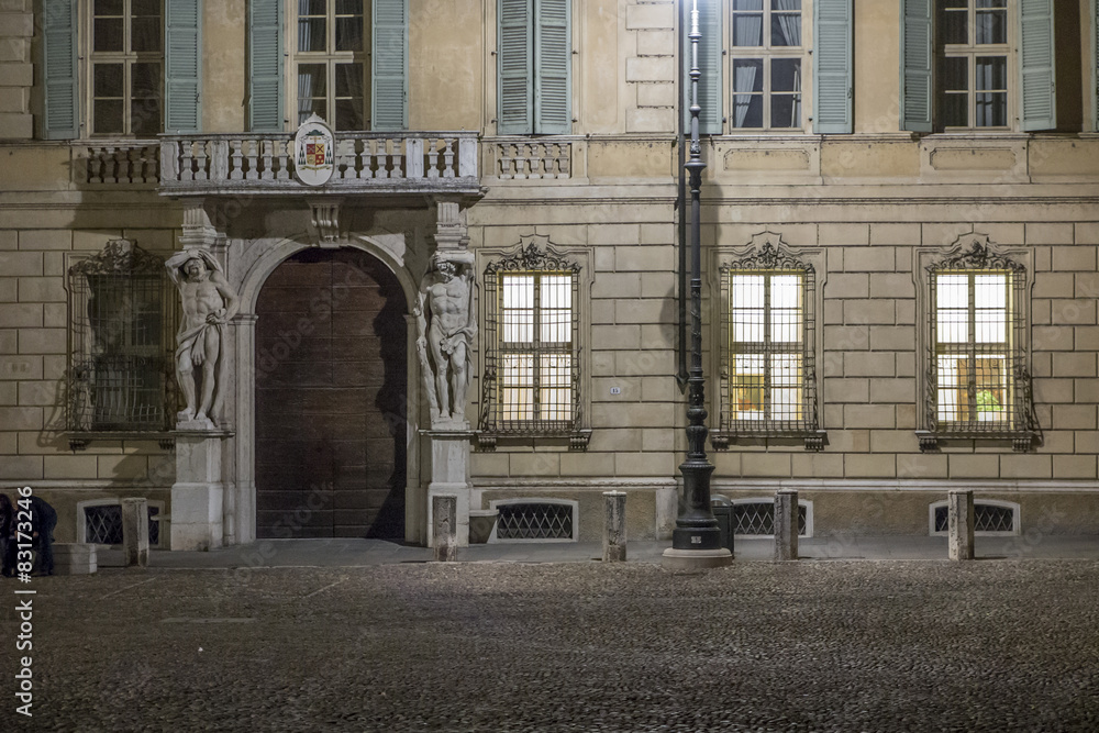 Mantua, Italy, night of historic building