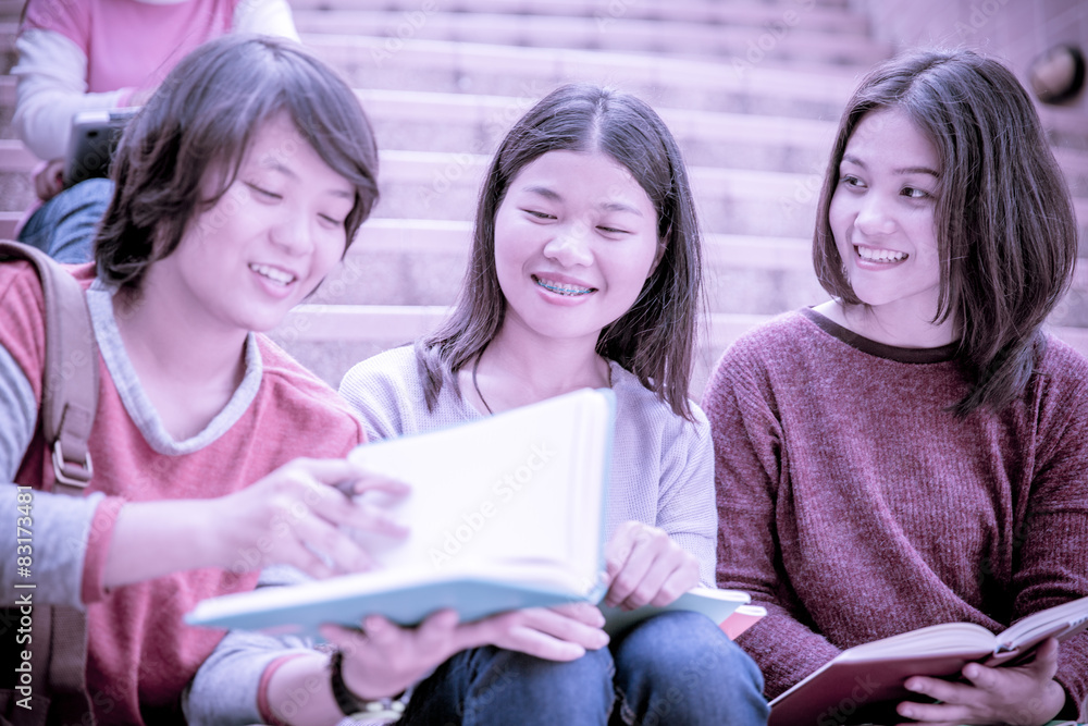 group of happy teen high school students outdoors group of happy teen high school students outdoors