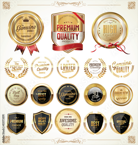 Quality golden badges and labels collection