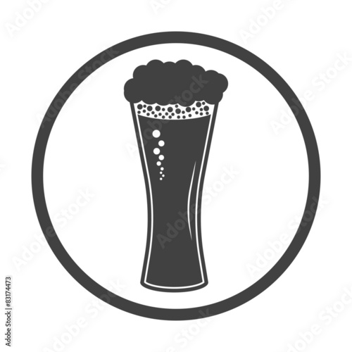 Vector illustration of beer in glass icon. Simple black on white