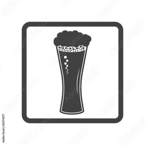 Vector illustration of beer in glass icon. Simple black on white