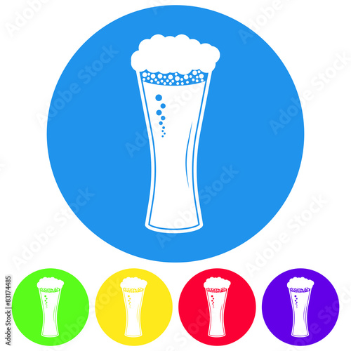 Vector illustration of beer in glass icon. Flat design style but