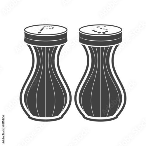 Vector illustration of seasoning icon. Salt and pepper on white