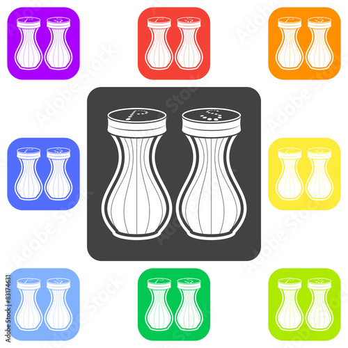 Vector illustration of seasoning icon. Salt and pepper on white