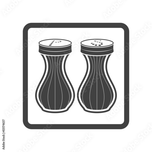 Vector illustration of seasoning icon. Salt and pepper on white